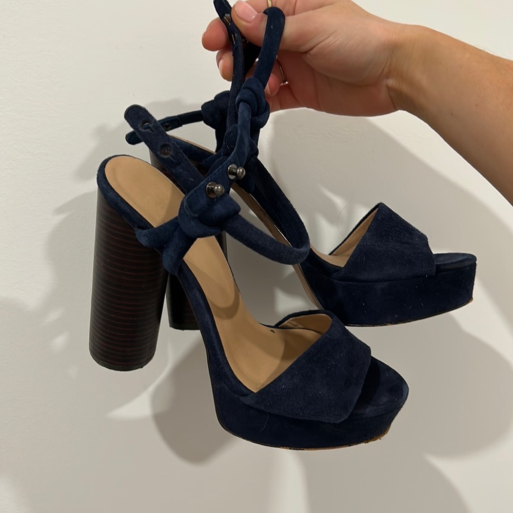 JOES Navy Blue Suede Platform Strappy Heel
